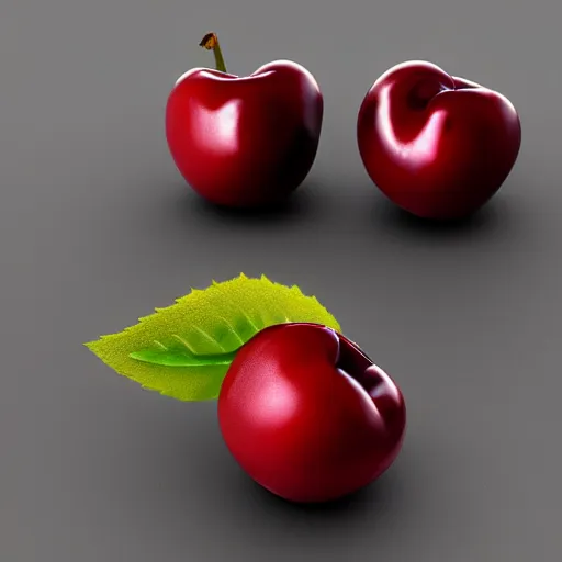 Image similar to Artstation digital art render three fresh cherries