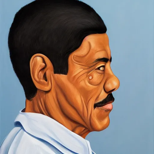 Prompt: a mexican man's face in profile, brown skin, white background, dynamic lighting, ultra detailed, 4 k, illustration, by alice neel, kadir nelson, kehinde wiley