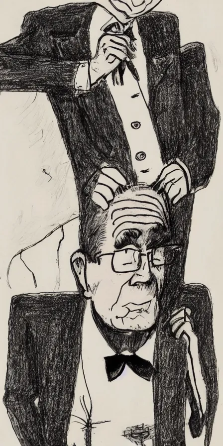 Prompt: children book llustration of george bush, drawn by edward gorey, inked