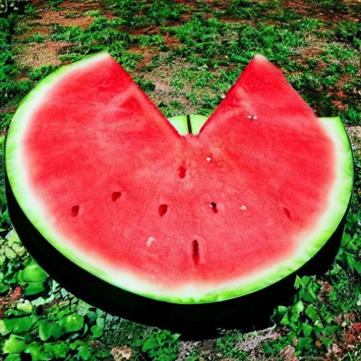 Prompt: But no one knows how this giant watermelon came to be. And no one knows if there are more out there. Cinematic scene