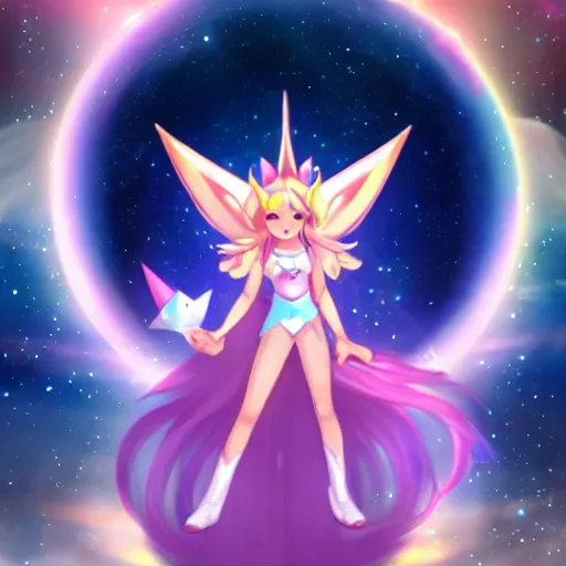 Prompt: star guardian ahri in space