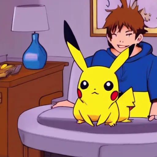 Image similar to pikachu sitting on your lap confesses his love to you