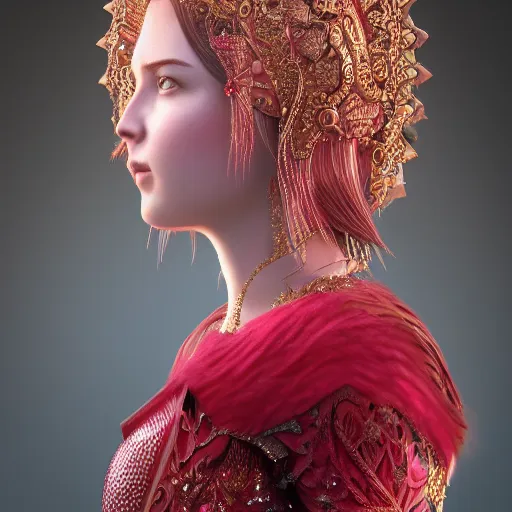 Image similar to portrait of wonderful princess of ruby with fair skin, ornate 8 k gorgeous intricate detailed, accent lighting, dramatic light, octane render