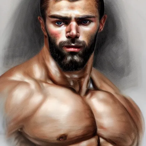 Image similar to newborn made of gigachad, epic muscular portrait, 8k, trending on Artstation