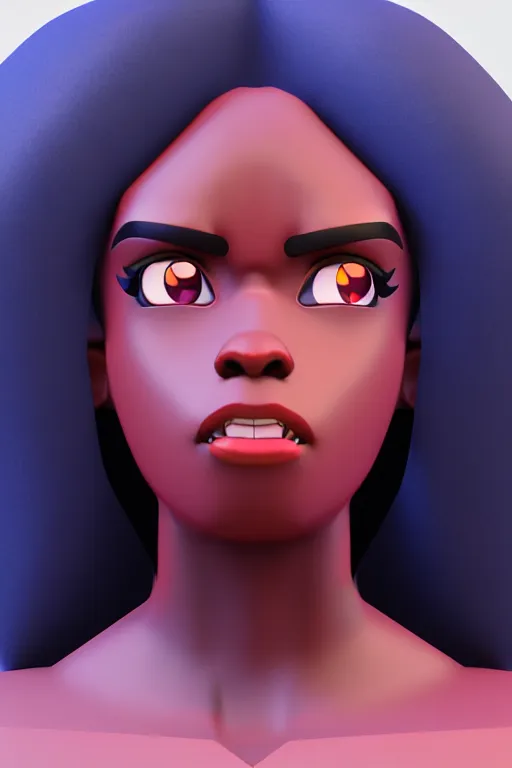 Prompt: bust of Garnet from Steven Universe, square head, faithful fanart, 3d render, blender, artstation, cartoon