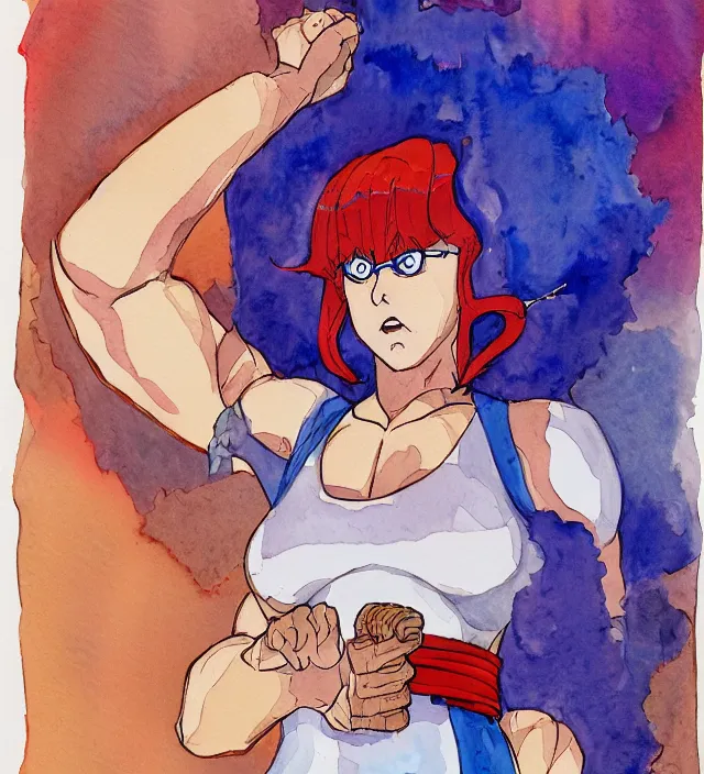 Prompt: a 3 / 4 view watercolor ink painting of velma as a god of destruction from dragon ball in the style of jean giraud in the style of moebius trending on artstation deviantart pinterest detailed realistic hd 8 k high resolution