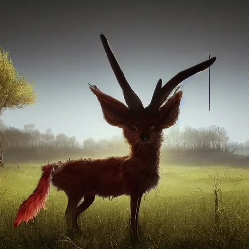 Image similar to Shamanpunk Fox Faun Portrait furry ears snout collar neck paws Antlers wearing a silken leotard ASPCA National Geographic Wikipedia Demiurge pet adoption quill splatterpaint 4k artstation unreal engine render simon stalenhag robert rauschenberg giorgio de chirico greg rutkowski