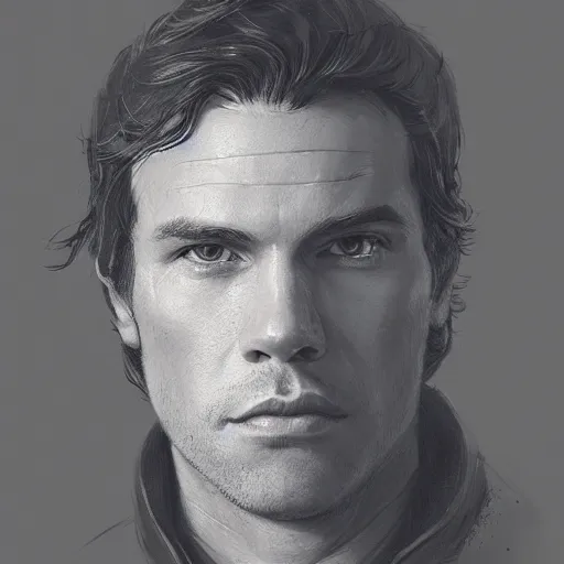 Prompt: portrait of a man by greg rutkowski, the father of han solo, star wars expanded universe, he is about 3 0 years old, highly detailed portrait, digital painting, artstation, concept art, smooth, sharp foccus ilustration, artstation hq