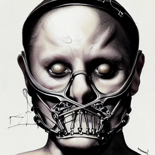 Image similar to ! dream hannibal lector, in the style of gerald brom, symmetry, smooth, sharp focus, semi - realism, intricate detail