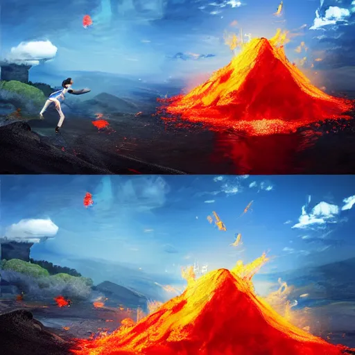 Prompt: Mr Beast jumping into a volcano, hyper realistic, HD, HQ, photo realistic