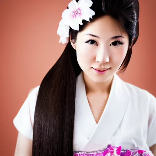 Prompt: beautiful portrait of a japanese maid, long hair, detailed, professional photography