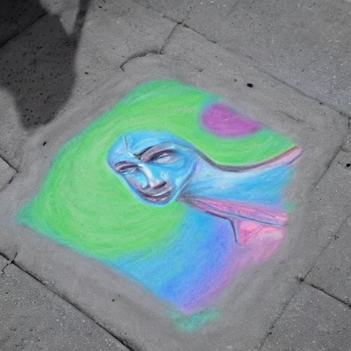 Prompt: sidewalk chalk drawing of a sorrowful abyss