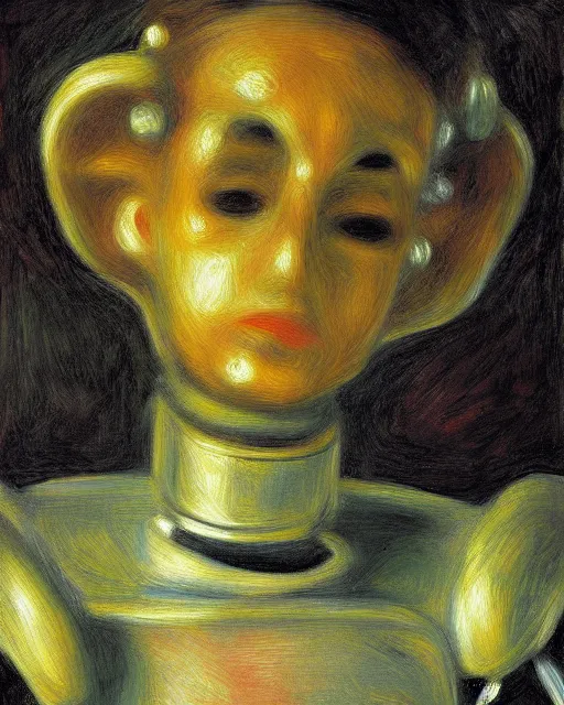 Prompt: portrait of a robot, in the style of Pierre-Auguste Renoir