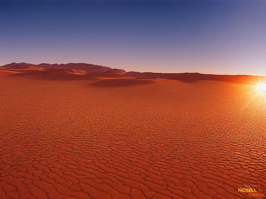 Image similar to cinestill of a huge backlit glacier in the sahara desert, golden hour, breathtaking, high definition photograph by national geographic