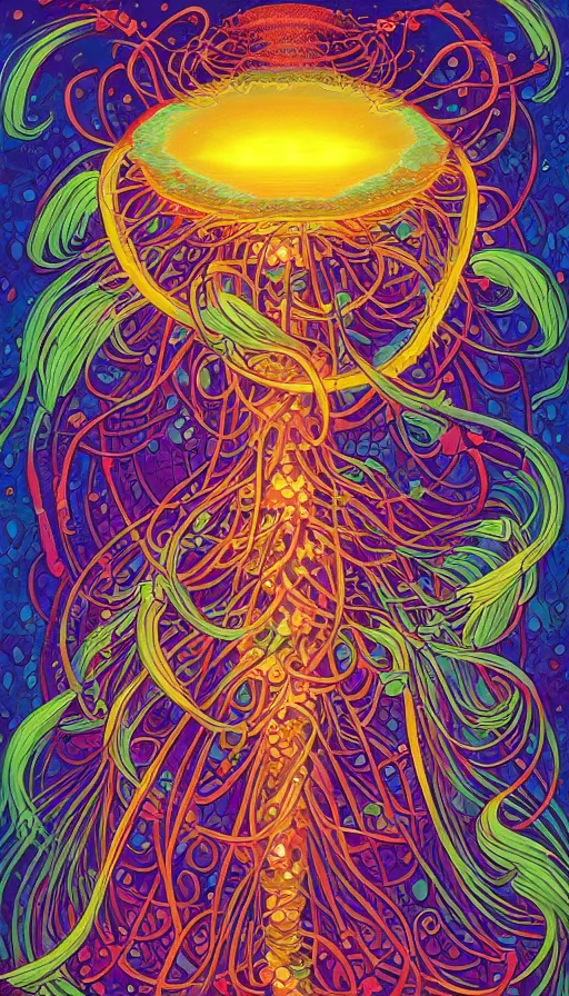 Image similar to The luminous oracle of the floral jellyfish, italian futurism, Dan Mumford, da vinci, Josan Gonzalez