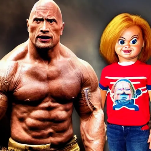 Prompt: Dwayne Johnson as chucky,highly detailed