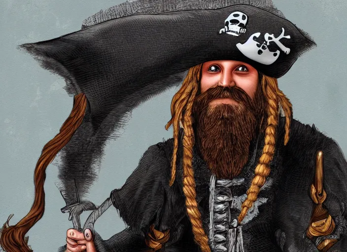 Prompt: a bearded pirate, digital art