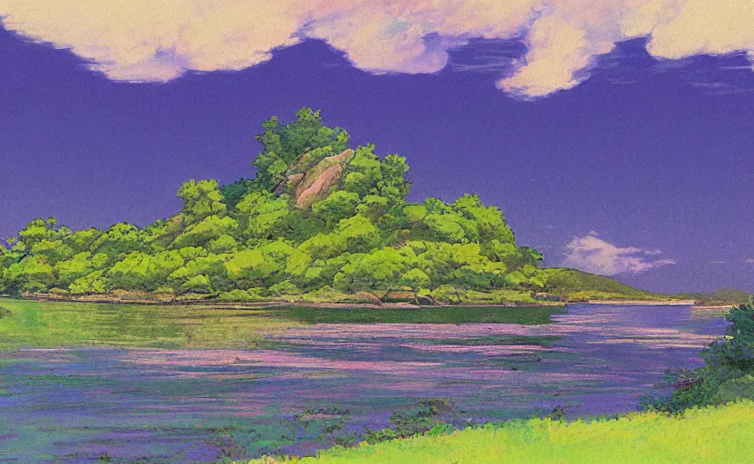 Prompt: a beautiful landscape painted by the best painters of the hudson river's school in the style of studio ghibli