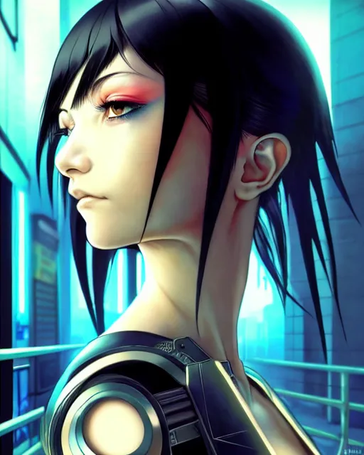 Image similar to portrait Anime cyberpunk cyborg girl in mechanical armor, blame, cute-fine-face, black-hair pretty face, realistic shaded Perfect face, fine details. Anime. Warhammer 40000, realistic shaded lighting by Ilya Kuvshinov katsuhiro otomo ghost-in-the-shell, magali villeneuve, artgerm, rutkowski, WLOP Jeremy Lipkin and Giuseppe Dangelico Pino and Michael Garmash and Rob Rey and Tsutomu Nihei