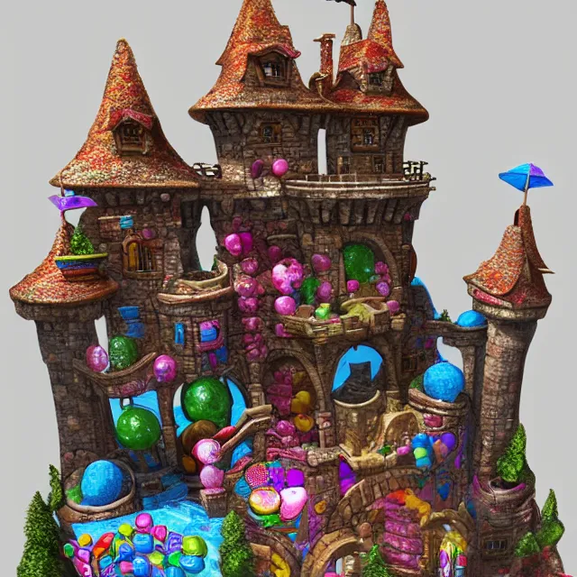 Prompt: castle made out of candy detailed scenery artwork, candy scenery artwork, fourth dimension, artstation!! pixiv!!