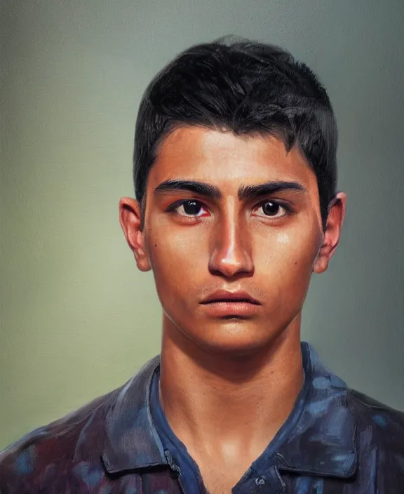 Image similar to heroic portrait of a mexican young man. art by denys tsiperko and bogdan rezunenko, hyperrealism