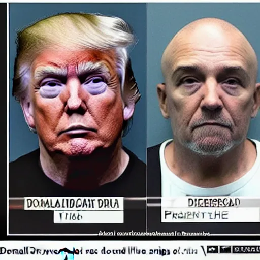 Image similar to donald trump prison mugshot