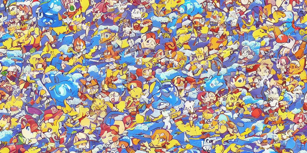 Image similar to a wallpaper pattern by ken sugimori, 8 k resolution