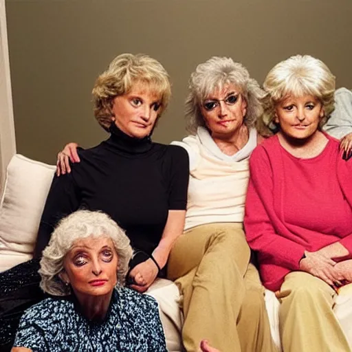 Image similar to Sam Harris meditating with the Golden Girls