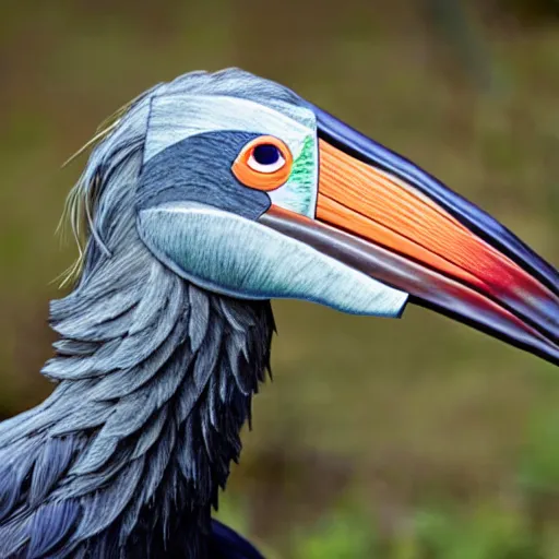 Prompt: a realistic photo of anthropomorphized shoebill stork wearing suit and tie