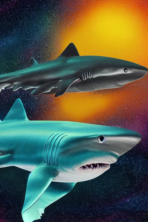 Image similar to Cosmic Shark for maintenance by an unprofessional cyber mackerel, colourful explosion behind. 4K 64 megapixels 8K resolution DSLR filmic HDR Kodak Ektar wide-angle lens 3D shading Behance HD CGSociety Cinema 4D IMAX shadow depth rendered in Blender Unreal Engine hyperrealism photoillustration, lots of reflective surfaces, subsurface scattering