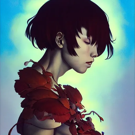 Image similar to prompt : fighter portrait soft light painted by james jean and katsuhiro otomo and erik jones, inspired by evangeleon anime, smooth face feature, intricate oil painting, high detail illustration, sharp high detail, manga and anime 1 9 9 0