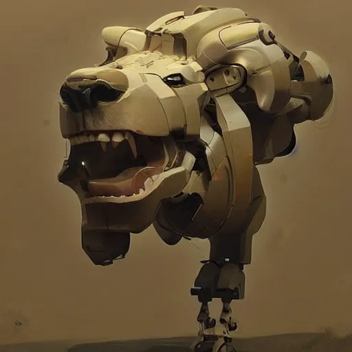 Image similar to a robotic lion , artwork by Sergey Kolesov, detailed, dynamic, cinematic composition