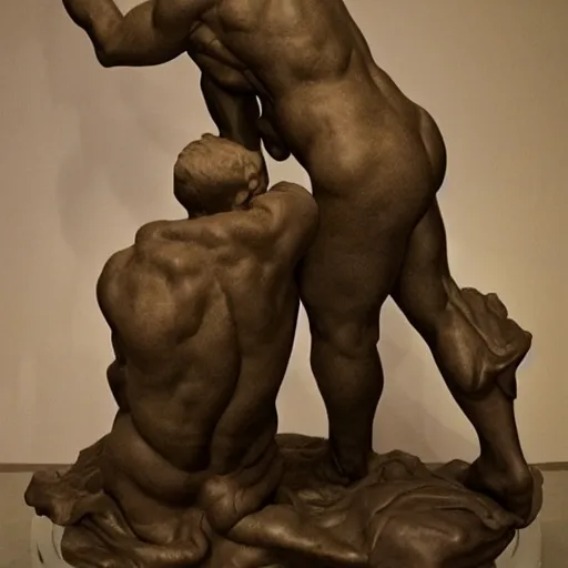 Image similar to conan o'brien and andy richter, by auguste rodin, marble