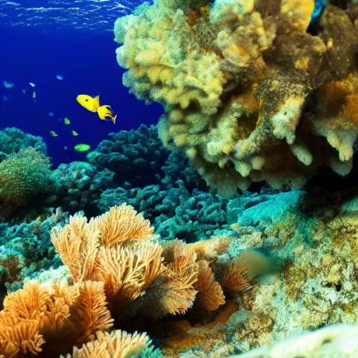 Image similar to a cat under water dives through a coral reef, 8k photography