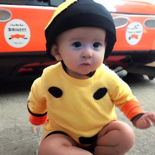 Image similar to cute baby chick dressed as an inmate