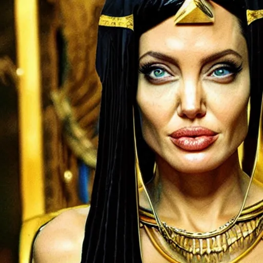 Prompt: an amazing award winning photo of angelina jolie as cleopatra