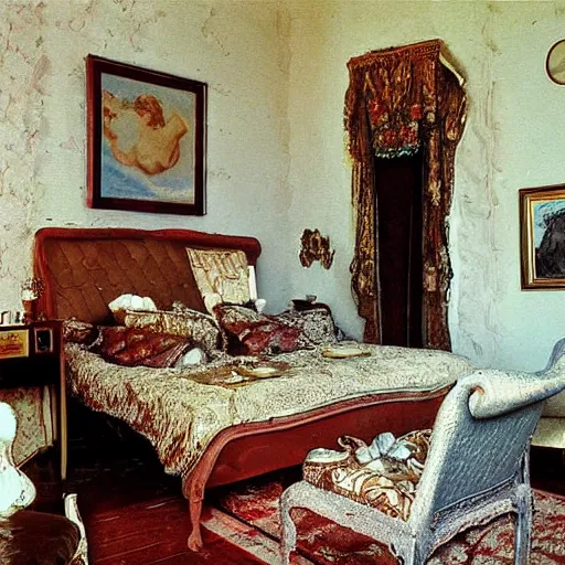 Image similar to a cozy bedroom decorated by salvador dali, detailed, high resolution, wow!, intricate