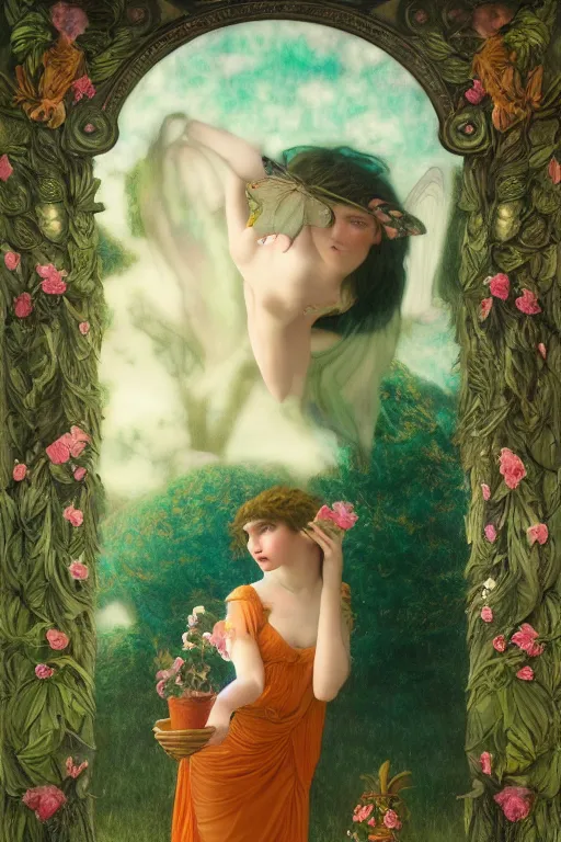 Image similar to portrait at a fae carnival, by John William Godward and edmund dulac and alayna danner, re-raphaelite fairies, featured on artstation, dramatic cinematic lighting smooth, sharp focus, extremely detailed