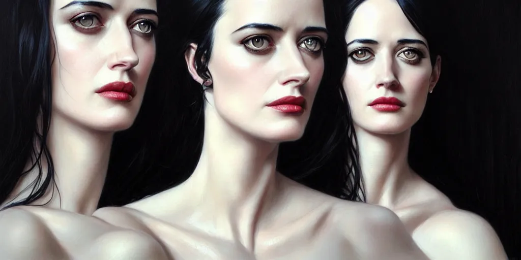 Prompt: portrait of eva green, black hair, elegant, real life skin, intricate artwork, high detailed, artstation, concept art, smooth, sharp focus, art by artgerm and greg rutkowski @ ruprechy