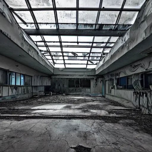 Prompt: a creepy empty abandoned indoors waterpark. craiglist photo.