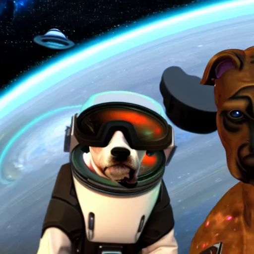 Image similar to t 8 0 0 terminator eating sandwich, hugging a cute puppy while surfing on a saxophone over rings of saturn in space, team fortress 2 sцcreenshot