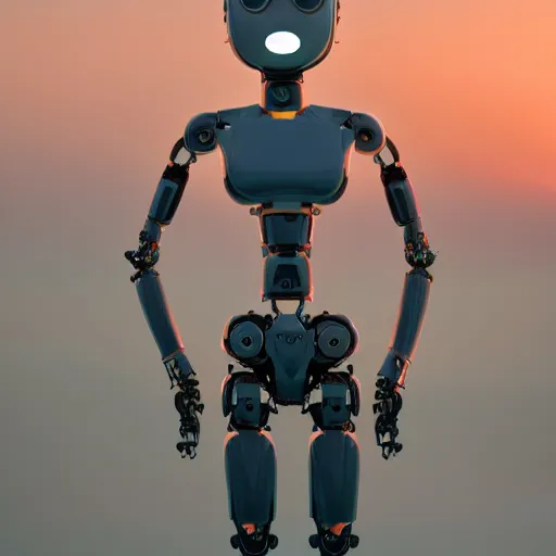 Image similar to beautiful Fine art photography of a solarpunk part robot part human girl with real human face and torso, white background, highly detailed, medium shot, photorealism, sunset lighting 8k