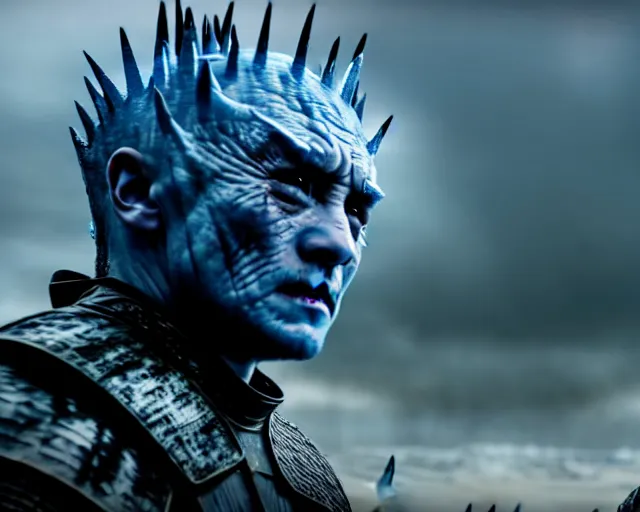 Image similar to justin sun as night king in game of thrones attacked by huge bee army, 4 k, epic, cinematic, focus, movie still, fantasy, extreme detail, atmospheric, dark colour, sharp focus