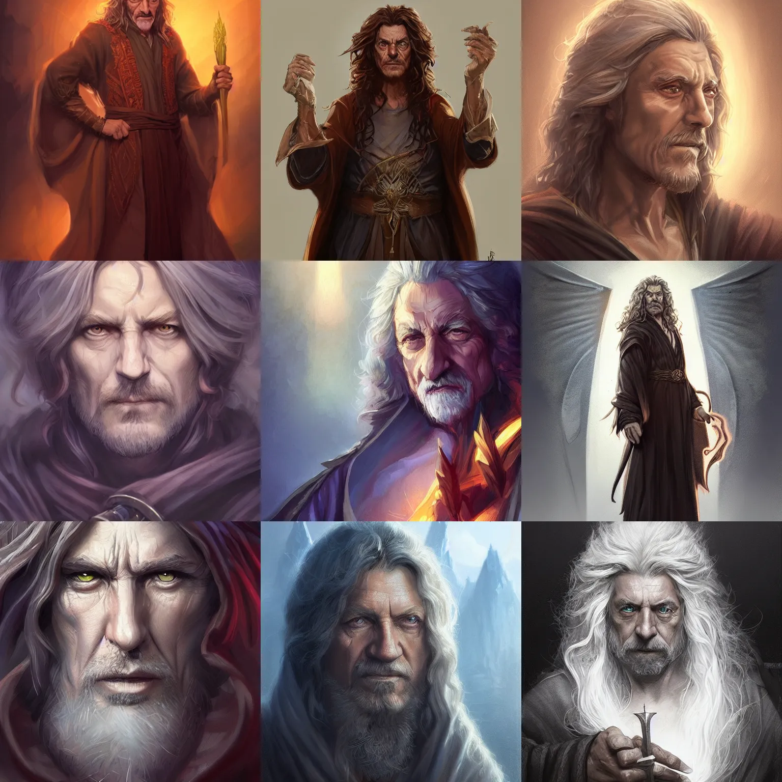 Prompt: male wizard, young robert plant, art by artgerm and greg rutkowski and magali villeneuve, wizard robes, d & d, fantasy, highly detailed, headshot, digital painting, trending on artstation, concept art, sharp focus, illustration