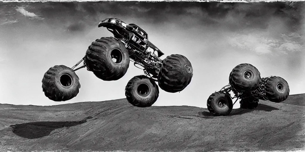 Image similar to monster truck rally, Salvador Dalí
