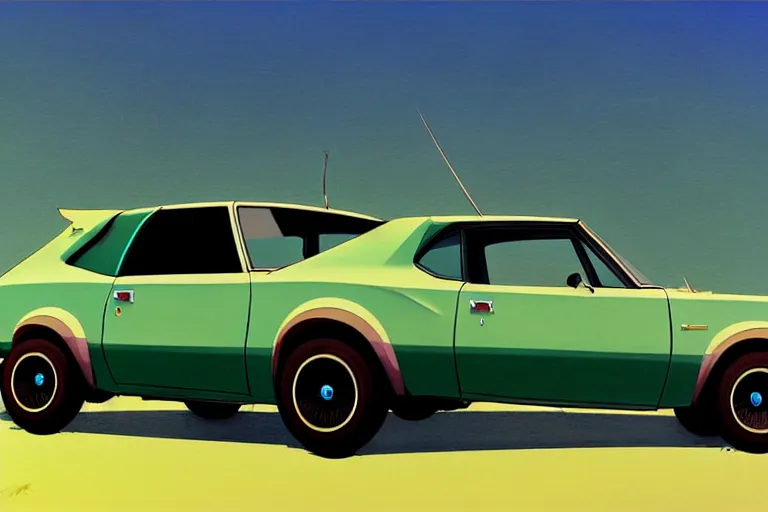 Image similar to amc gremlin, painted by greg rutkowski makoto shinkai takashi takeuchi studio ghibli, akihiko yoshida