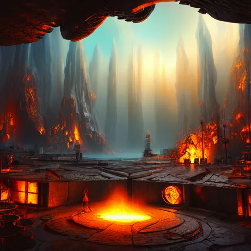 Image similar to beautiful digital fantasy illustration of the forge of worlds, high detail texture, unreal engine, 8k, Photographic quality, ultra hyper realistic quality, 8k definiton, hyper-realistic, cinematic, cinematic lighting