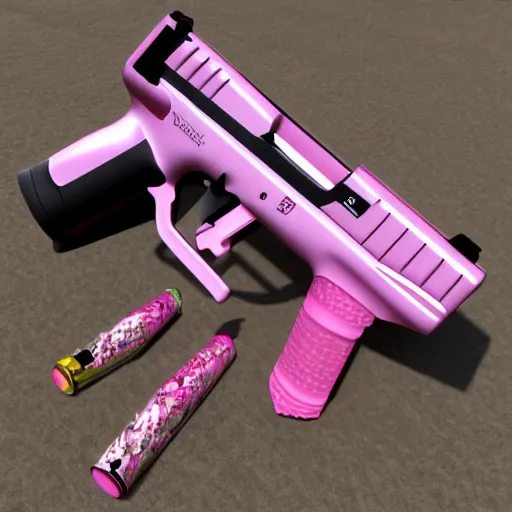 Prompt: pink glock in anime style