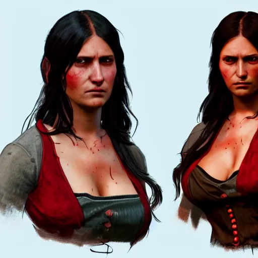 Image similar to tan woman with long dark hair and dark eyes in Red Dead Redemption 2, hyper detailed, concept art, 8k, artstation, cgsociety