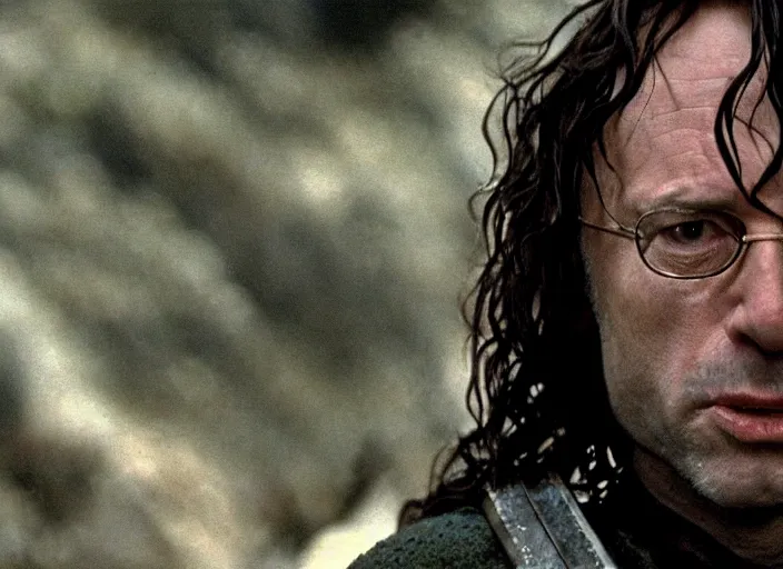 Image similar to film still of bernie sanders as aragorn in lord of the rings movie, 8 k